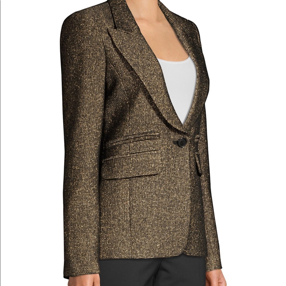 Smythe Peaked Lapel Gold Metallic Blazer NWT size 4